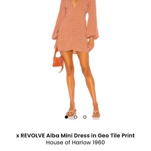 House of Harlow 1960 Geo Tile Print Mini Dress in Orange